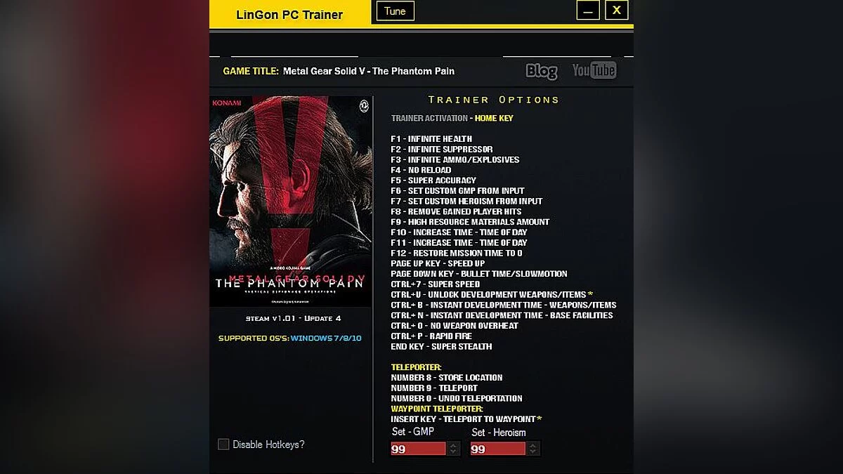 Metal Gear Solid 5: The Phantom Pain — Трейнер / Trainer (+23) [1.05] [LinGon]