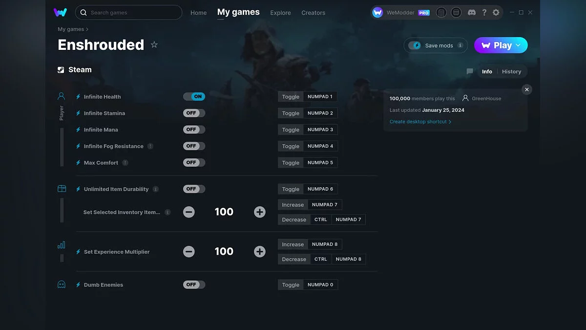 Enshrouded — Трейнер (+9) от 25.01.2024 [WeMod]
