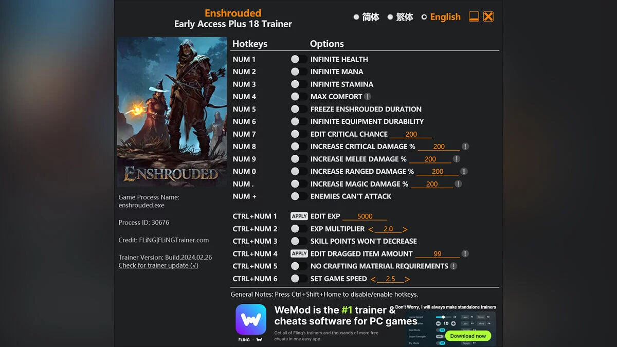 Enshrouded — Трейнер (+18) [EA: 29.03.2024]