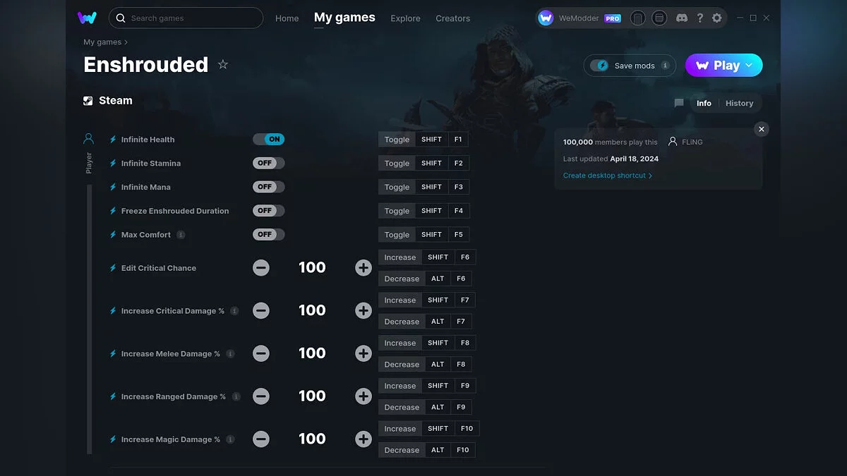 Enshrouded — Трейнер (+18) от 18.04.2024 [WeMod]