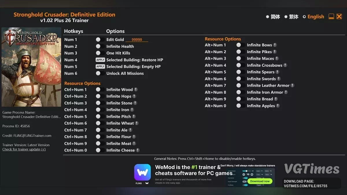 Stronghold Crusader: Definitive Edition — Трейнер (+26) [1.02]