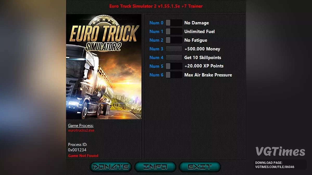 Euro Truck Simulator 2 — Трейнер (+7) [1.55.15]
